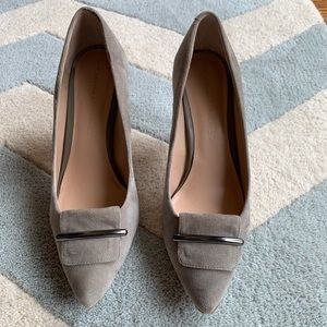 Grey Suede Banana Republic Heel with Silver Detail